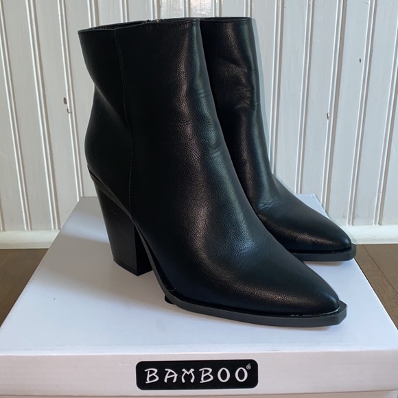 BRAND NEW Bamboo Black Booties 7 1/2 W - Picture 2 of 8